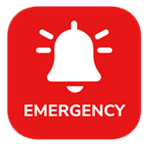 Bell with the text "emergency" below it